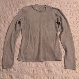 Reformation Bailey Silver Sparkle Long Sleeve Top